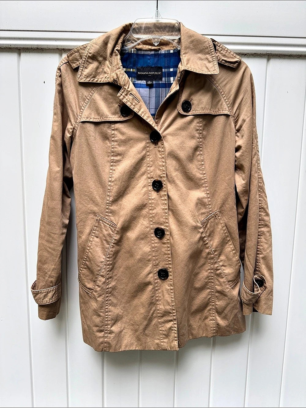 Banana Republic Women's Plaid-Lined Trench Coat in Brown - XS